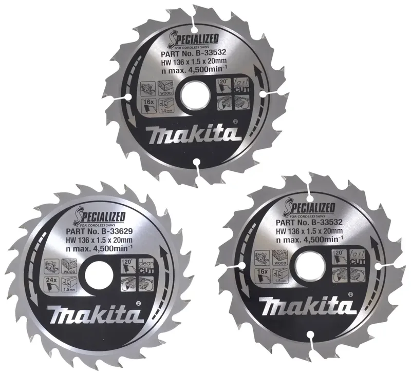 B-33897 Jeu de lames de scie circulaire 136 x 20 x 1 mm 1 set de Makita – image du produit