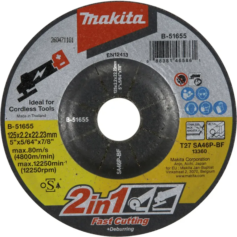 B-51655 Schruppscheibe Durchmesser 125 mm Bohrungs-Ø 22.23 mm Stahl 1 St. von Makita – Produktbild