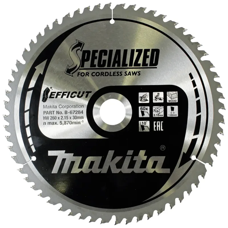 B-67284 B-67284 Kreissägeblatt 260 x 30 x 2.15 mm Zähneanzahl: 60 1 St. van Makita – productafbeelding