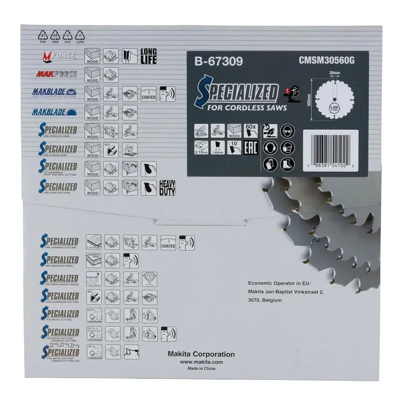 B-67309 Circular Saw Blade Efficut TCT 305x30mm 60T de Makita – image du produit 3 sur 3