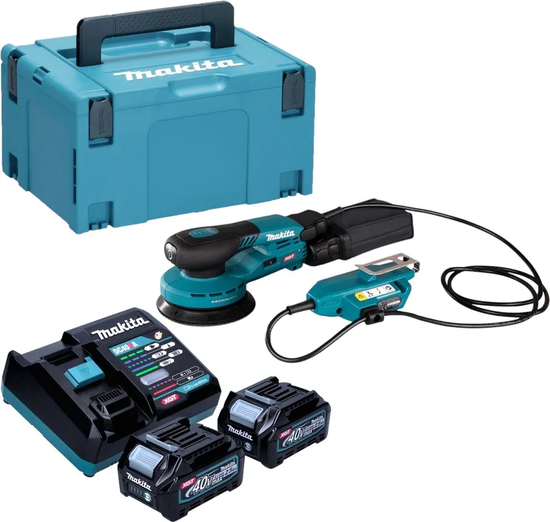 BO 001 CGD201 Accuschuurmachine 40 V max. 125 mm 5,0 mm slag Borstelloos + 2x accu 2,5 Ah + lader + Makpac de Makita – image du produit