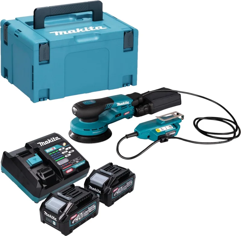 BO 001 CGM201 Accuschuurmachine 40 V max. 125 mm 5,0 mm slag Borstelloos + 2x accu 4.0 Ah + lader + Makpac by Makita – product image