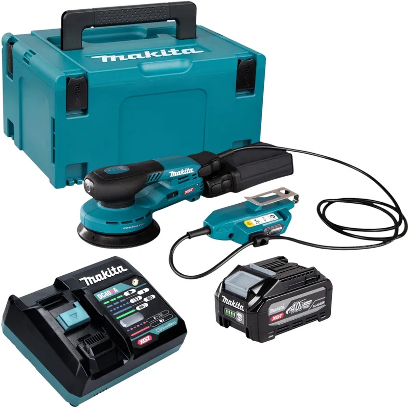 BO 001 CGU101 accu-excentrische schuurmachine 40 V max. 125 mm 5,0 mm slag Brushless + 1x accu 4,0 Ah + oplader + Makpac de Makita – image du produit