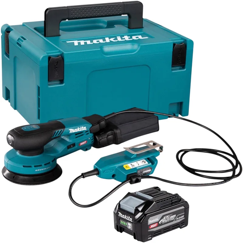 BO 001 CGU101 accu-excentrische schuurmachine 40 V max. 125 mm 5,0 mm slag Brushless + 1x accu 4,0 Ah + Makpac - zonder oplader fra Makita – produktbillede