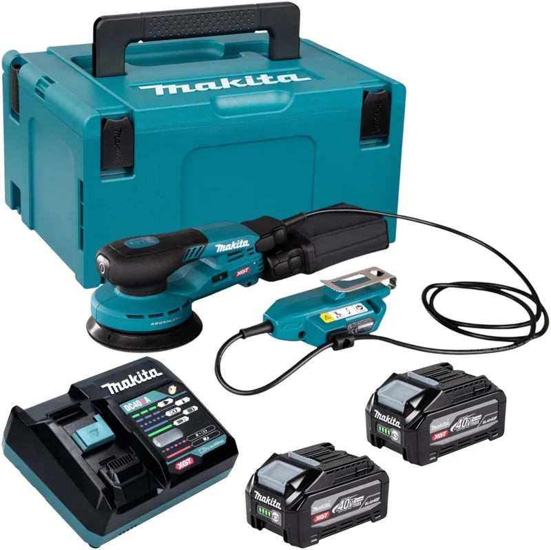 BO 001 CGU201 accu-excentrische schuurmachine 40 V max. 125 mm 5,0 mm slaglengte borstelloos + 2x accu 4,0 Ah + oplader + Makpac van Makita – productafbeelding