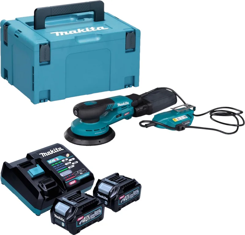 BO 002 CGD201 Accuschuurmachine 40 V max. 150 mm 5,0 mm slag Borstelloos + 2x accu 2,5 Ah + lader + Makpac de Makita – image du produit