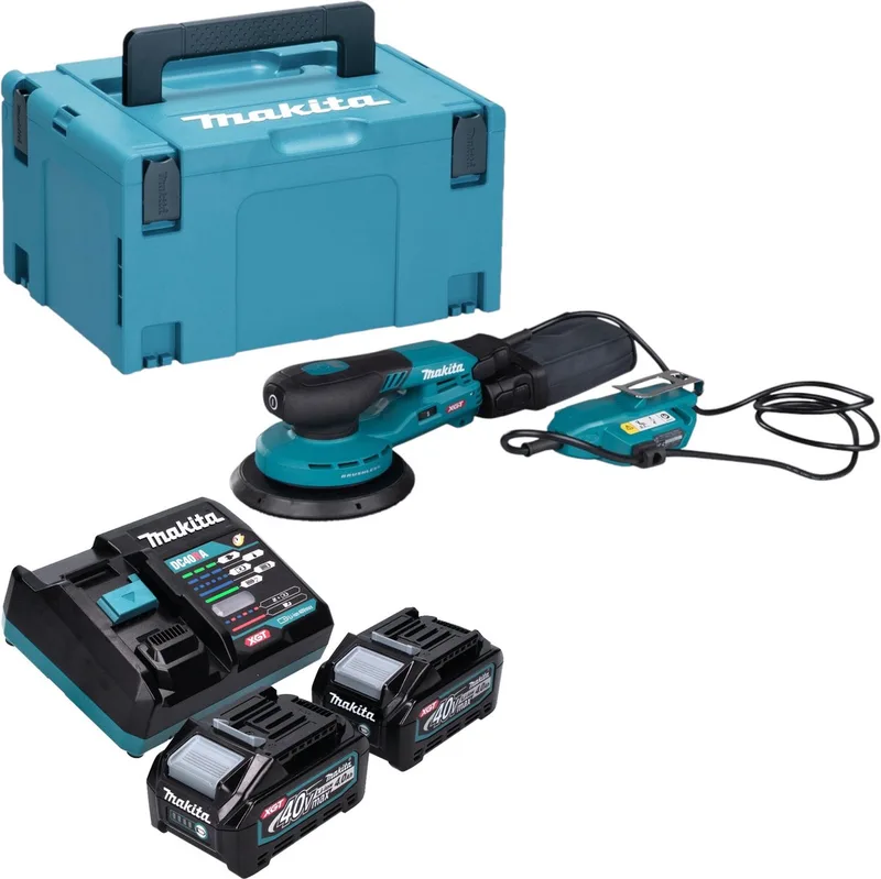 BO 002 CGM201 Accuschuurmachine 40 V max. 150 mm 5,0 mm slag Borstelloos + 2x accu 4.0 Ah + lader + Makpac de Makita – image du produit