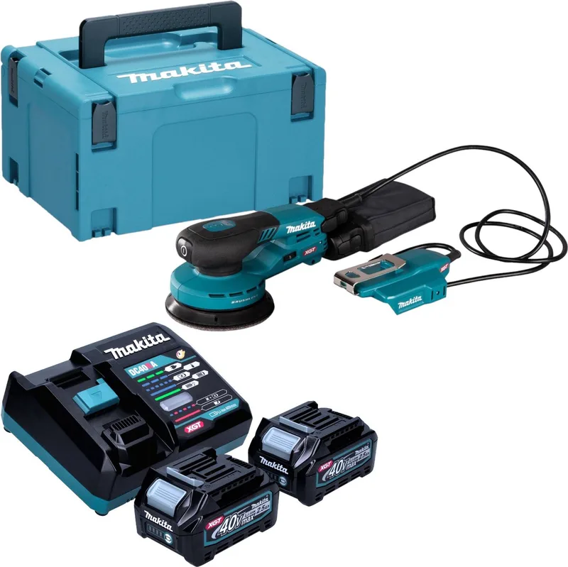 BO 003 CGD201 Accuschuurmachine 40 V max. 125 mm 3,0 mm slag Borstelloos + 2x accu 2,5 Ah + lader + Makpac fra Makita – produktbillede