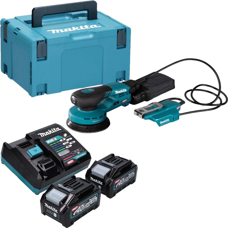 BO 003 CGM201 Accuschuurmachine 40 V max. 125 mm 3,0 mm slag Borstelloos + 2x accu 4.0 Ah + lader + Makpac de Makita – image du produit