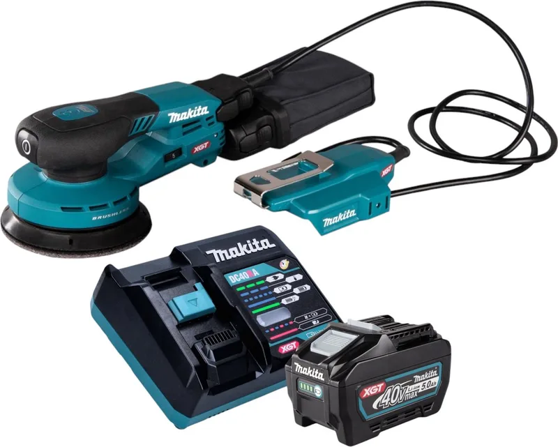 BO 003 CGT101 Accuschuurmachine 40 V max. 125 mm 3,0 mm slag Borstelloos + 1x accu 5,0 Ah + lader fra Makita – produktbillede