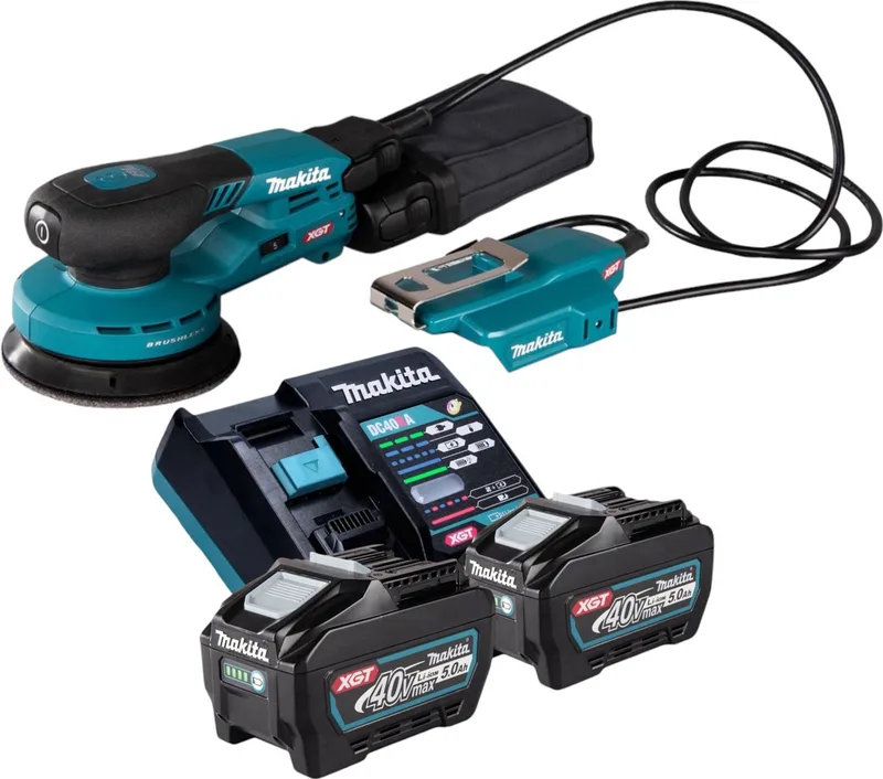 BO 003 CGT201 Accuschuurmachine 40 V max. 125 mm 3,0 mm slag Borstelloos + 2x accu 5,0 Ah + lader by Makita – product image