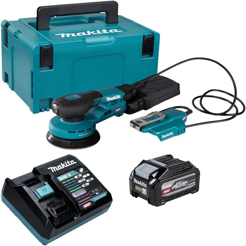 BO 003 CGU101 accu-excentrische schuurmachine 40 V max. 125 mm 3,0 mm slag Brushless + 1x accu 4,0 Ah + oplader + Makpac de Makita – image du produit