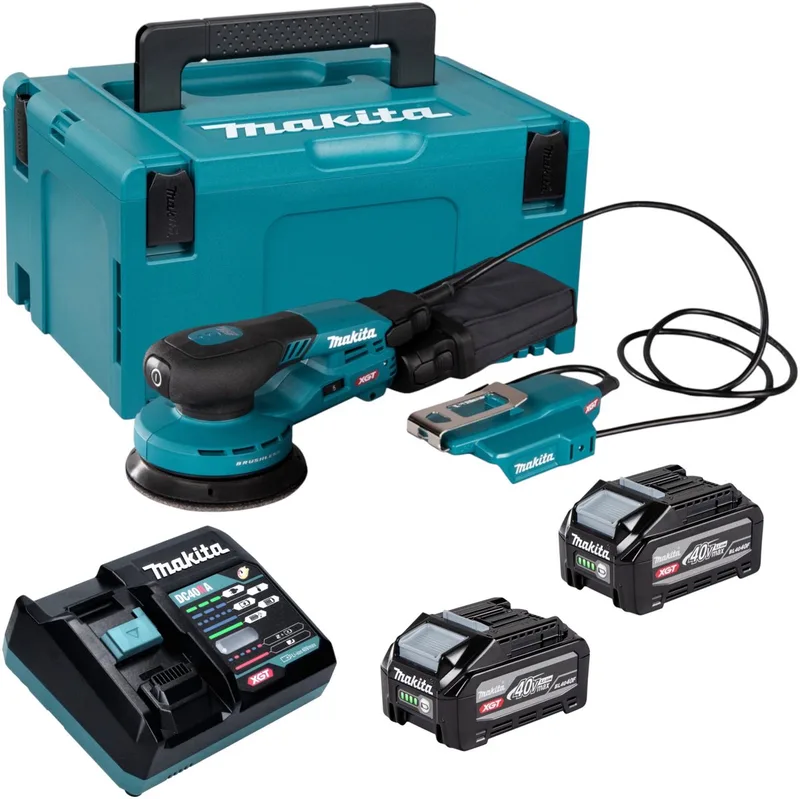 BO 003 CGU201 accu-excentrische schuurmachine 40 V max. 125 mm 3,0 mm slaglengte borstelloos + 2x accu 4,0 Ah + oplader + Makpac van Makita – productafbeelding