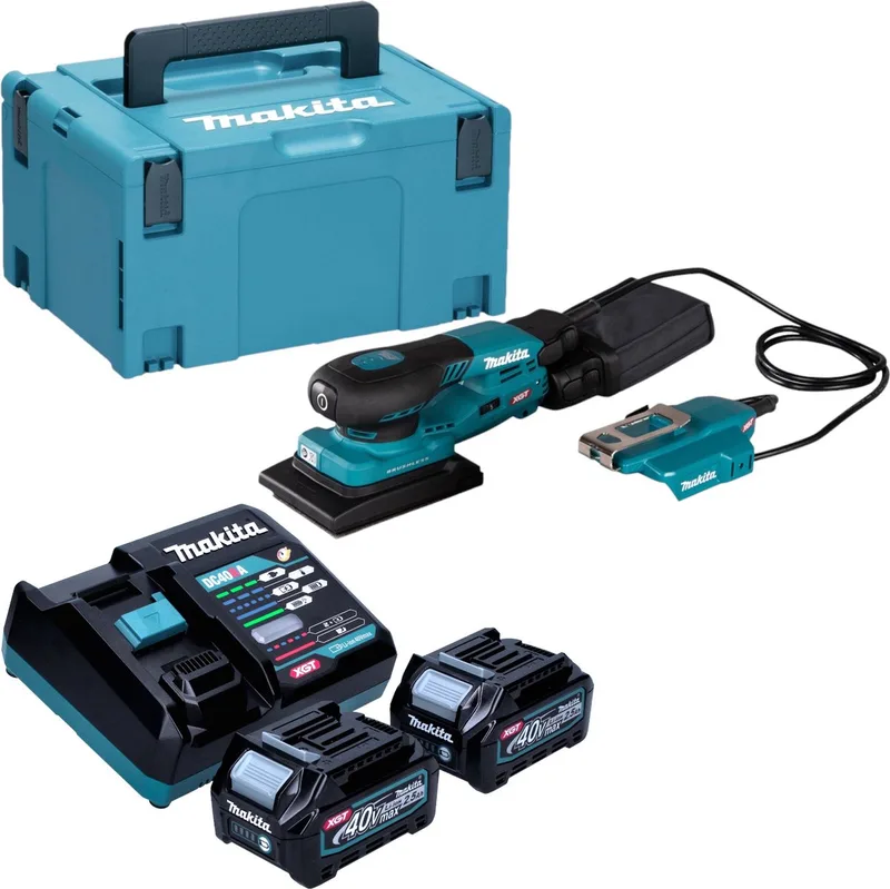 BO 005 CGD201 Accuschuurmachine 40 V max. 80 x 130 mm 3,0 mm slag Borstelloos + 2x accu 2,5 Ah + lader + Makpac fra Makita – produktbillede