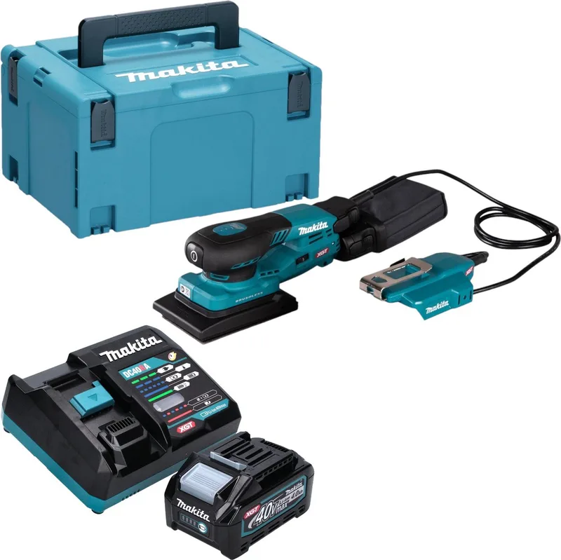BO 005 CGM101 Accuschuurmachine 40 V max. 80 x 130 mm 3,0 mm slag Borstelloos + 1x oplaadbare accu 4.0 Ah + lader + Makpac de Makita – image du produit