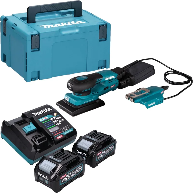 BO 005 CGM201 Accuschuurmachine 40 V max. 80 x 130 mm 3,0 mm slag Borstelloos + 2x accu 4.0 Ah + lader + Makpac von Makita – Produktbild