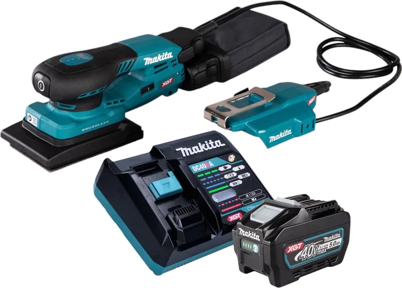 BO 005 CGT101 Accuschuurmachine 40 V max. 80 x 130 mm 3,0 mm slag Borstelloos + 1x oplaadbare accu 5.0 Ah + lader de Makita – image du produit