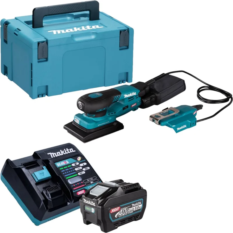 BO 005 CGT101 Accuschuurmachine 40 V max. 80 x 130 mm 3,0 mm slag Borstelloos + 1x oplaadbare accu 5.0 Ah + lader + Makpac de Makita – image du produit
