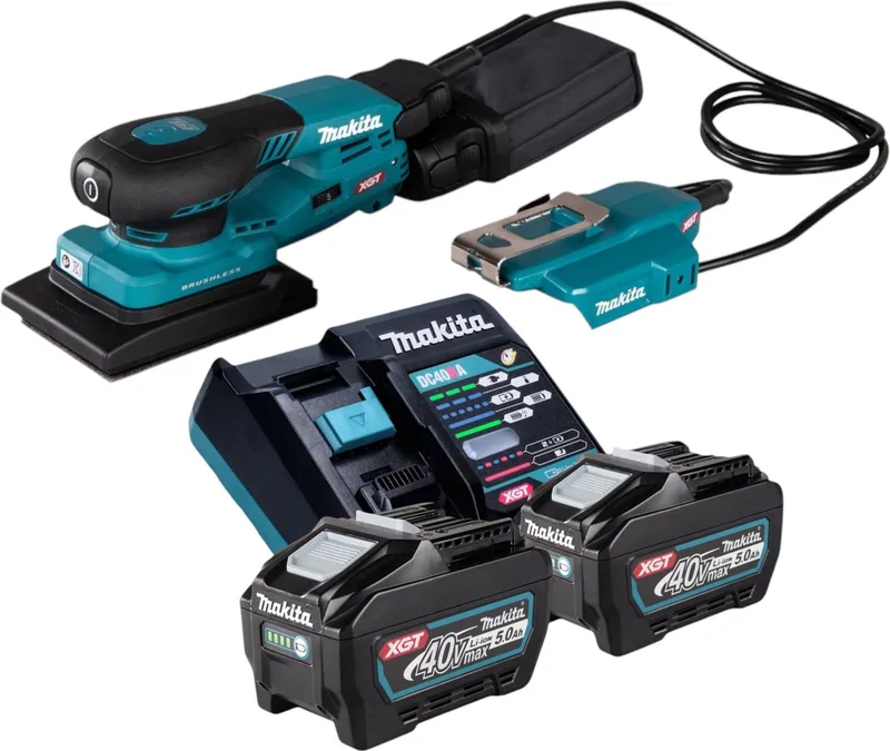 BO 005 CGT201 Accuschuurmachine 40 V max. 80 x 130 mm 3,0 mm slag Borstelloos + 2x accu 5,0 Ah + lader de Makita – image du produit