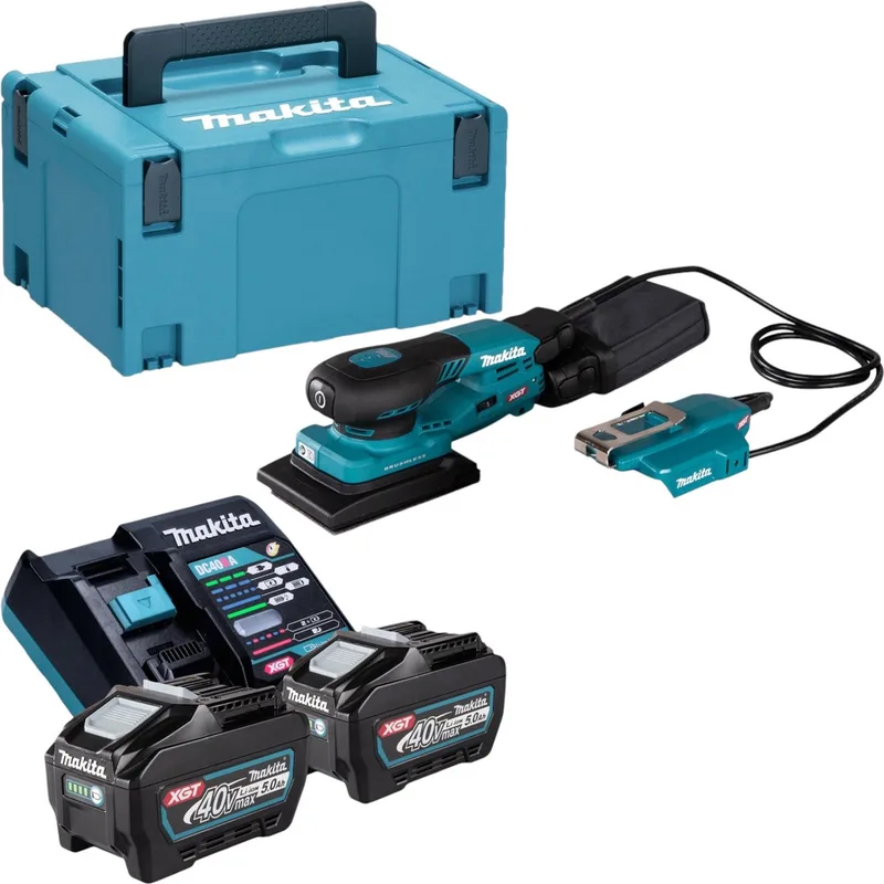 BO 005 CGT201 Accuschuurmachine 40 V max. 80 x 130 mm 3,0 mm slag Borstelloos + 2x accu 5.0 Ah + lader + Makpac de Makita – image du produit