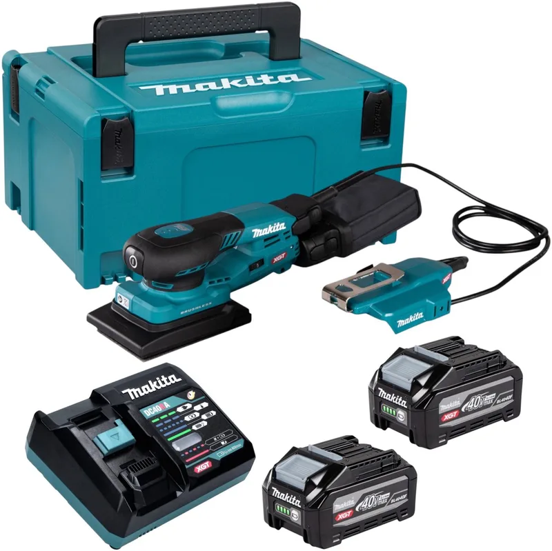 BO 005 CGU201 accu-excentrische schuurmachine 40 V max. 80 x 130 mm 3,0 mm slaglengte borstelloos + 2x accu 4,0 Ah + oplader + Makpac de Makita – image du produit