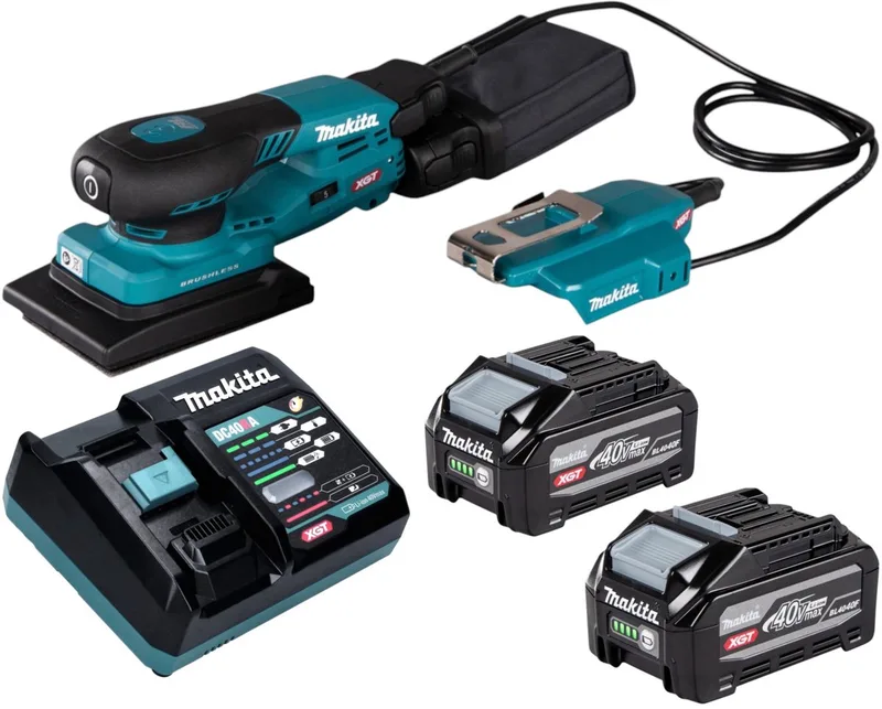 BO 005 CGU201 accu-excentrische schuurmachine 40 V max. 80 x 130 mm 3,0 mm slaglengte borstelloos + 2x accu 4,0 Ah + oplader de Makita – image du produit
