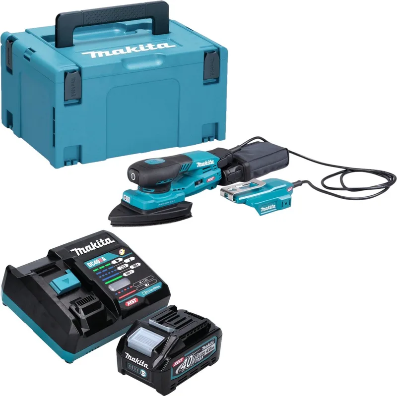 BO 006 CGM101 Accuschuurmachine delta 40 V max. 100 x 150 mm 3,0 mm slag Borstelloos + 1x oplaadbare accu 4.0 Ah + lader + Makpac de Makita – image du produit