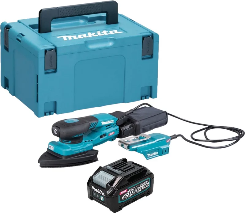BO 006 CGM101 Accuschuurmachine delta 40 V max. 100 x 150 mm 3,0 mm slag Borstelloos + 1x oplaadbare accu 4.0 Ah + Makpac - zonder lader von Makita – Produktbild