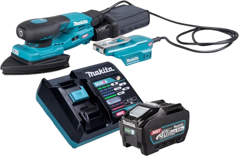 BO 006 CGT101 Accu-delta schuurmachine 40 V max. 100 x 150 mm 3,0 mm slag Borstelloos + 1x oplaadbare accu 5.0 Ah + lader de Makita – image du produit