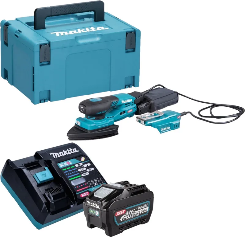 BO 006 CGT101 Accu-deltaschuurmachine 40 V max. 100 x 150 mm 3,0 mm slag Borstelloos + 1x oplaadbare accu 5.0 Ah + lader + Makpac de Makita – image du produit