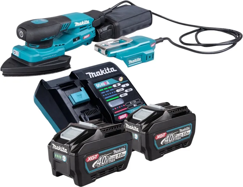 BO 006 CGT201 Accu-deltaschuurmachine 40 V max. 100 x 150 mm 3,0 mm slag Borstelloos + 2x oplaadbare accu 5,0 Ah + lader von Makita – Produktbild
