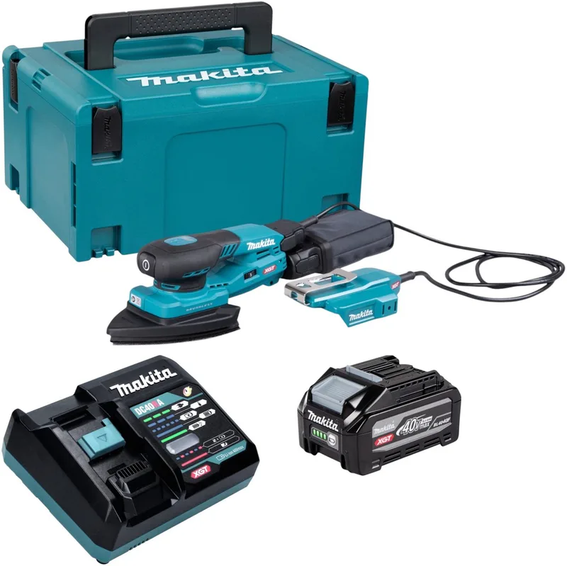 BO 006 CGU101 accu-deltaschuurmachine 40 V max. 100 x 150 mm 3,0 mm slag Brushless + 1x accu 4,0 Ah + oplader + Makpac de Makita – image du produit