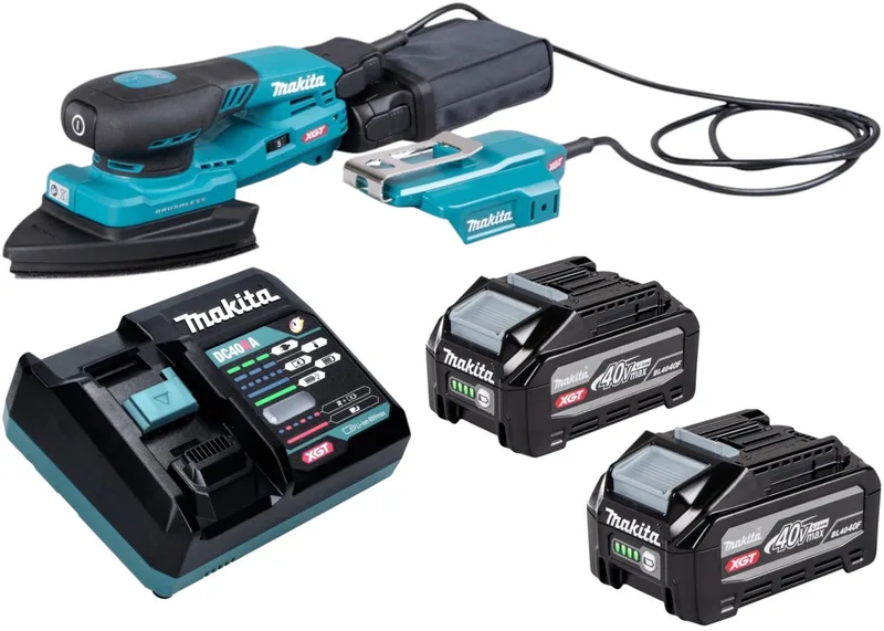BO 006 CGU201 accu-deltaschuurmachine 40 V max. 100 x 150 mm 3,0 mm slag Brushless + 2x accu 4,0 Ah + oplader de Makita – image du produit