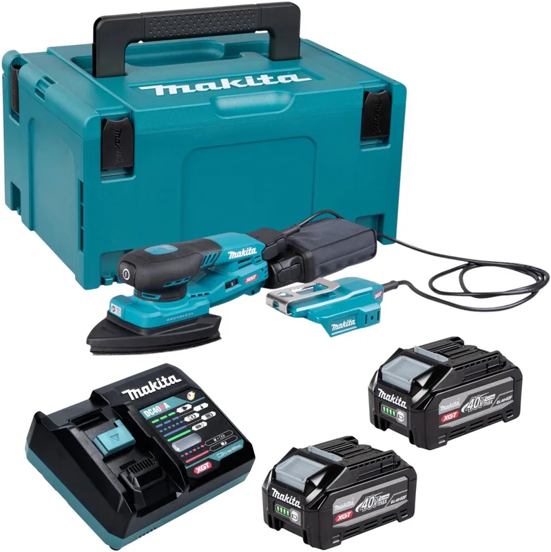 BO 006 CGU201 accu-deltaschuurmachine 40 V max. 100 x 150 mm 3,0 mm slag Brushless + 2x accu 4,0 Ah + oplader + Makpac de Makita – image du produit
