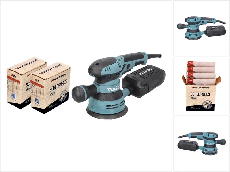 BO 5041 excentrische schuurmachine / slijpmachine 300 W 125 mm + 2x Toolbrothers SPIDER schuurmiddelen set de Makita – image du produit