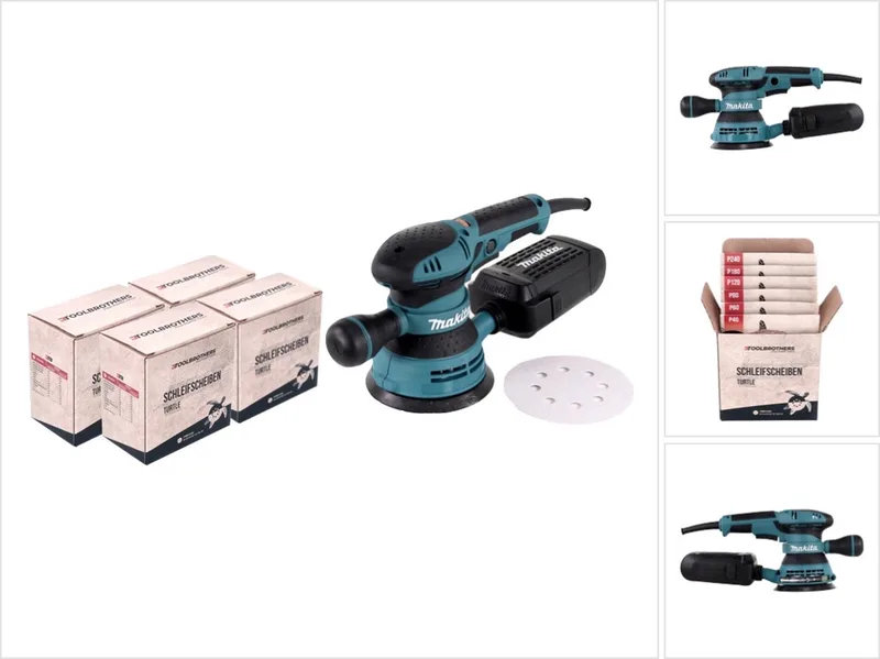 BO 5041 excentrische schuurmachine / slijpmachine 300 W 125 mm + 4x Toolbrothers TURTLE schuurset de Makita – image du produit