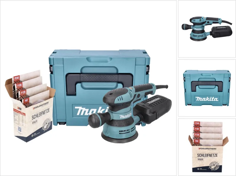 BO 5041 J Excentrische schuurmachine 300 W 125 mm + Toolbrothers SPIDER schuurset Mesh schuurpapier + Makpac de Makita – image du produit