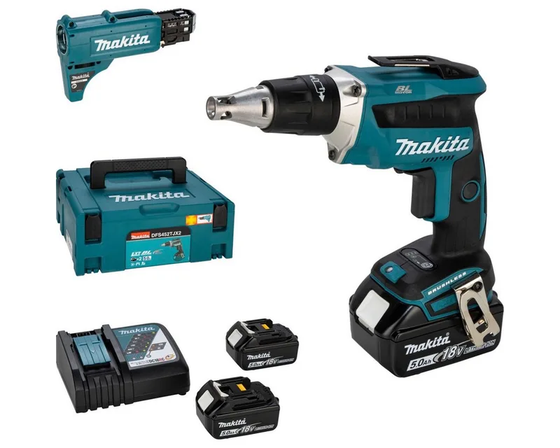 Bohrschrauber DFS452TJX2 Akku-Schnellbauschrauber by Makita, Blue, Black – product image 1 of 6