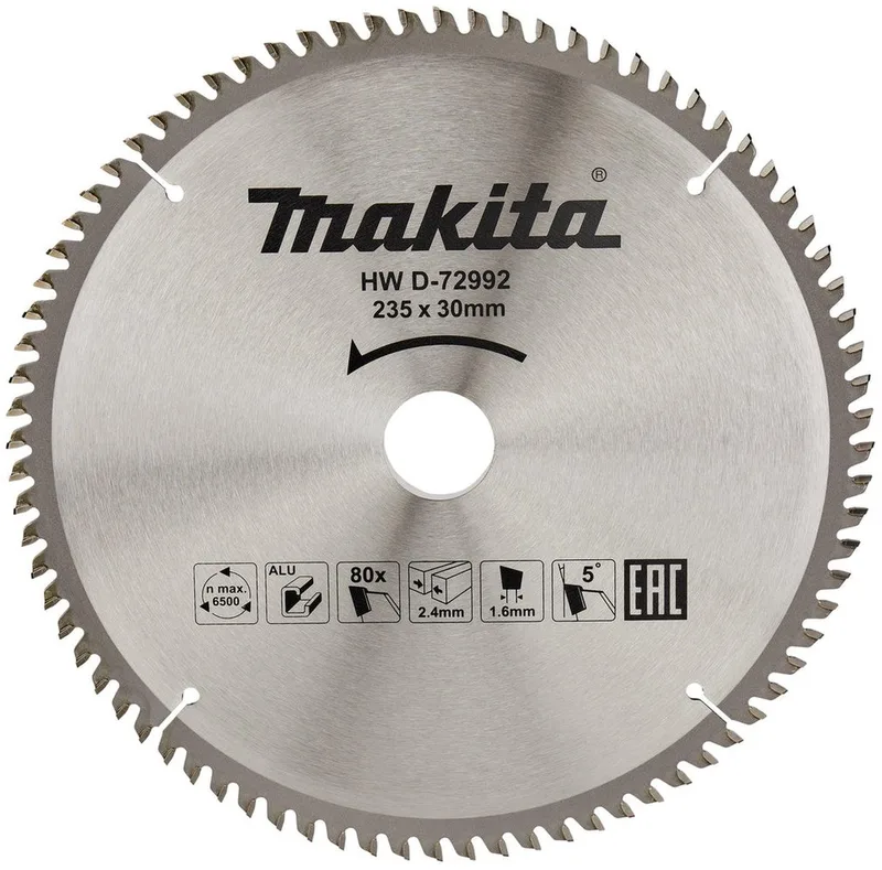 Cirkelzaagblad voor Aluminium | Standaard | Ø 235mm Asgat 30mm 80T - D-72992 från Makita – produktbild