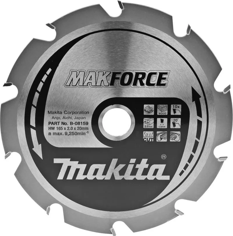 Cirkelzaagblad voor Hout | Makforce | Ø 165mm Asgat 20mm 10T - B-08159 de Makita – image du produit