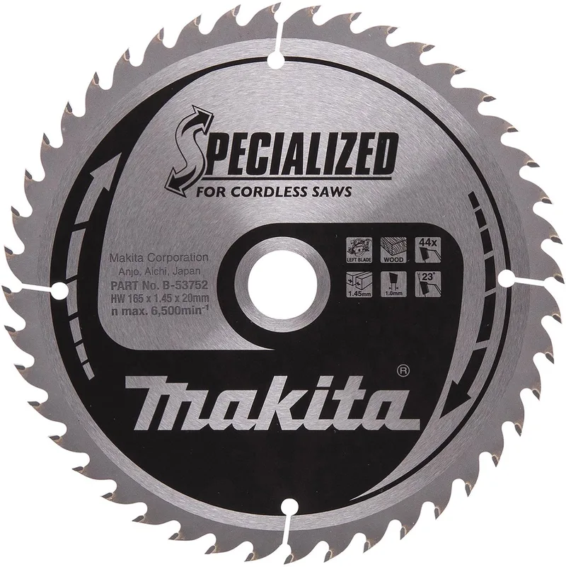 Cirkelzaagblad voor Hout | Specialized: Accu | Ø 165mm Asgat 20mm 44T - B-53752 by Makita – product image