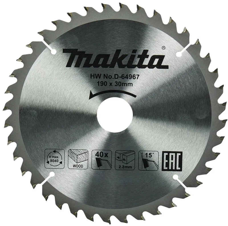 Cirkelzaagblad voor Hout | Standaard | Ø 190mm Asgat 30mm 40T - D-64967 de Makita – image du produit