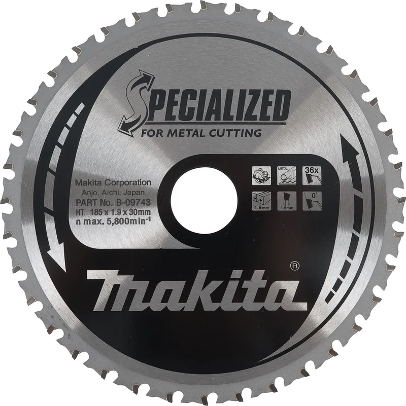 Cirkelzaagblad voor Staal | Specialized | Ø 185mm Asgat 30mm 36T - B-09743 de Makita – image du produit