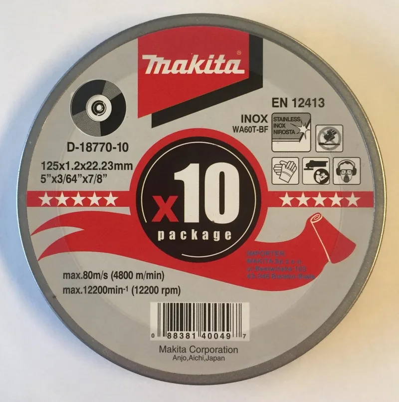 D-18770-10 Doorslijpschijf - 125 x 22,23 x 1,2mm - RVS - inox (10st) von Makita – Produktbild