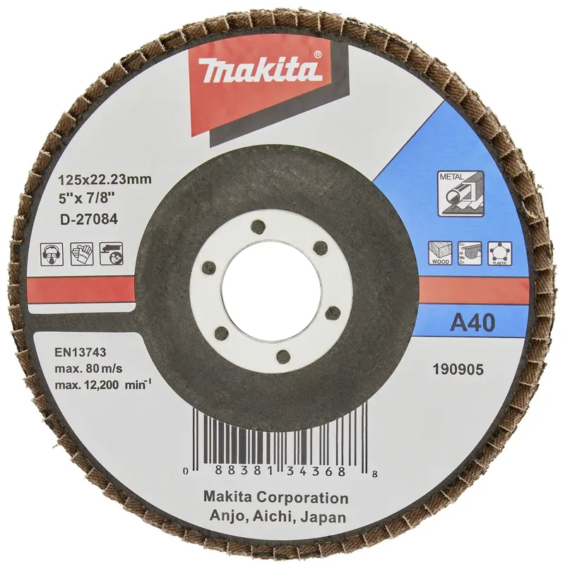 D-27084 D-27084 Fächerschleifscheibe Durchmesser 125 mm Körnung (num) 40 Kunststoff 1 St. van Makita – productafbeelding