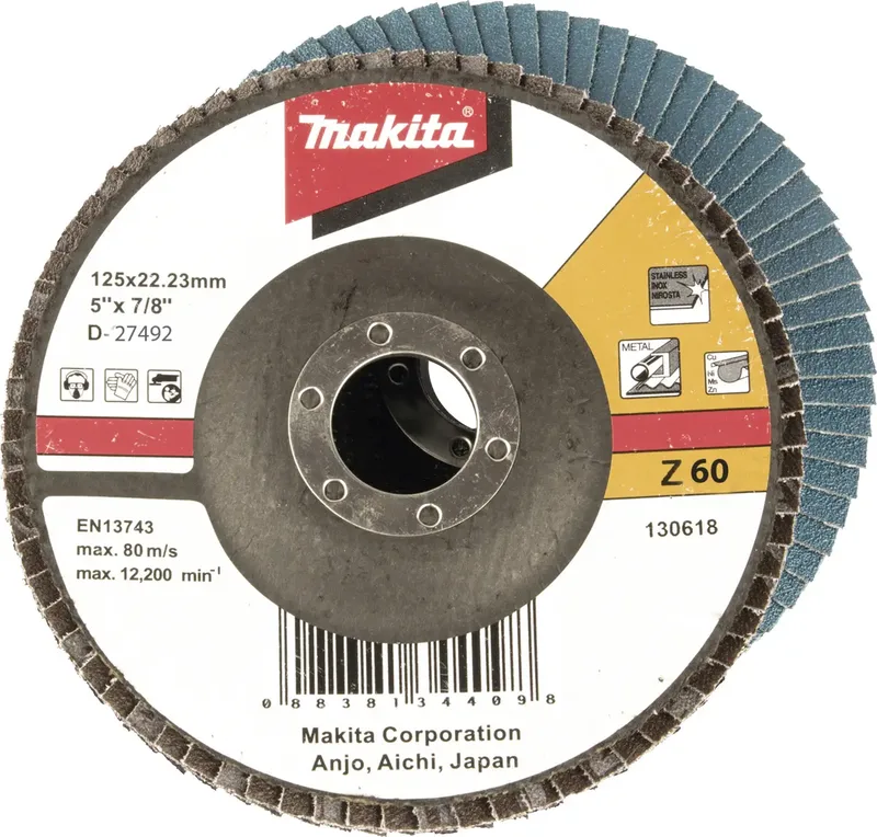 D-27492 Fächerschleifscheibe Durchmesser 125 mm Körnung (num)=60 1 St. von Makita – Produktbild