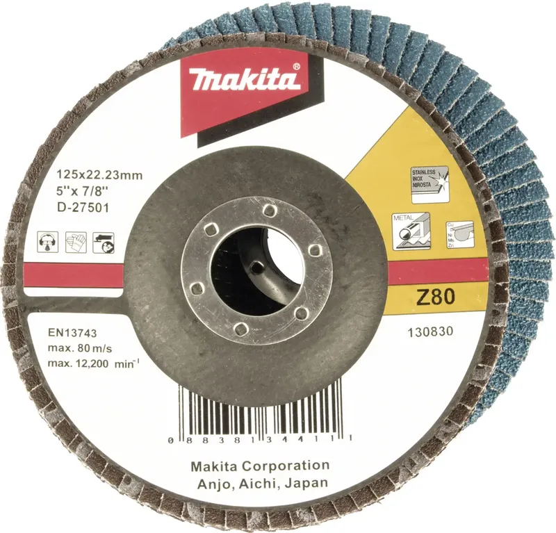 D-27501 Fächerschleifscheibe Durchmesser 125 mm Körnung (num)=80 1 St. von Makita – Produktbild