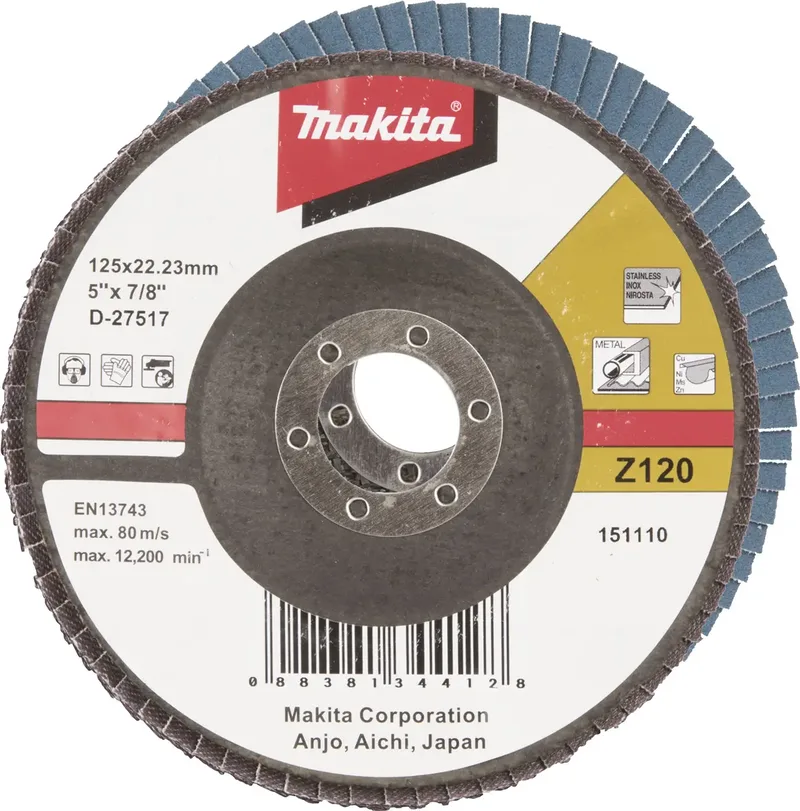 D-27517 Disque à surfacer à lamelles Diamètre 125 mm Grain=120 1 pc(s) de Makita – image du produit