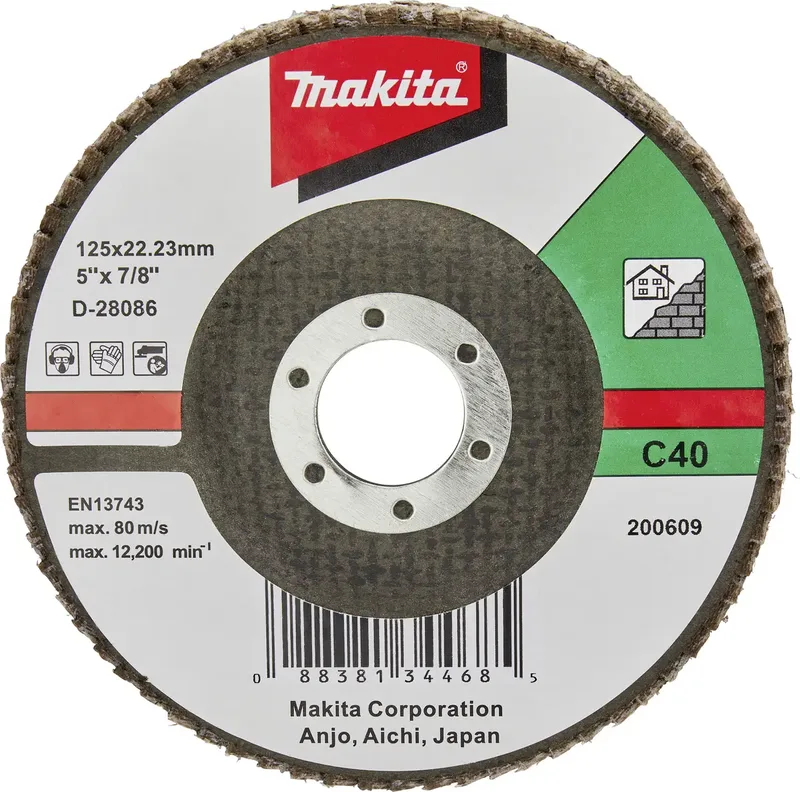 D-28086 Fächerschleifscheibe Durchmesser 125 mm Körnung (num)=40 1 St. von Makita – Produktbild