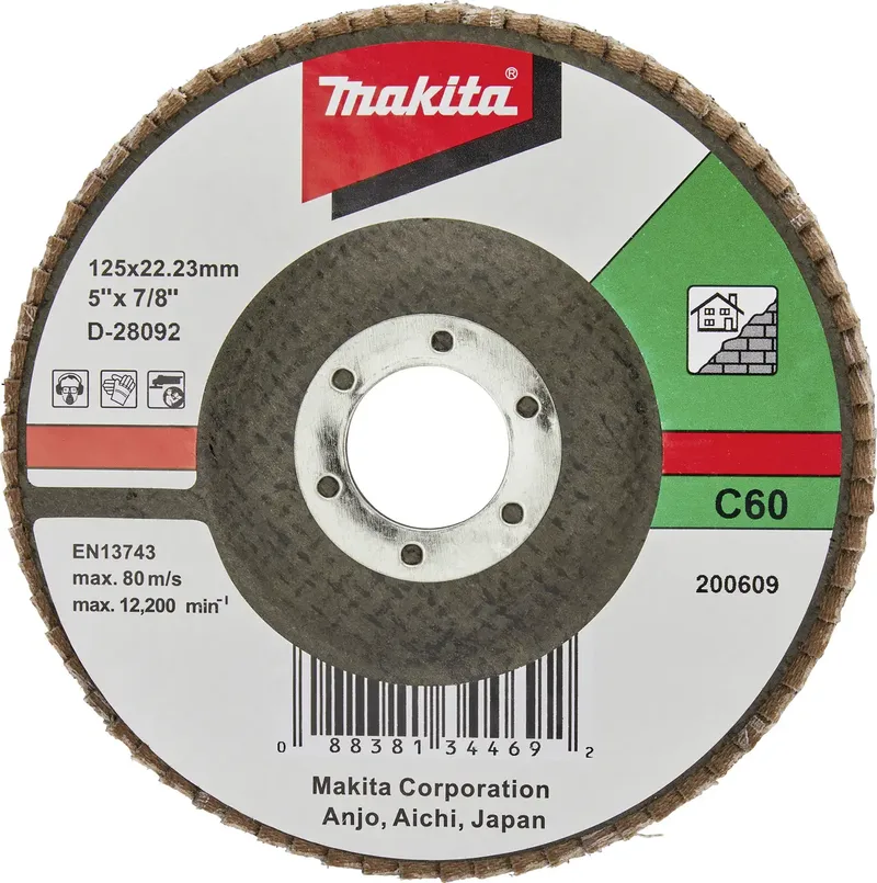 D-28092 Fächerschleifscheibe Durchmesser 125 mm Körnung (num)=60 1 St. von Makita – Produktbild